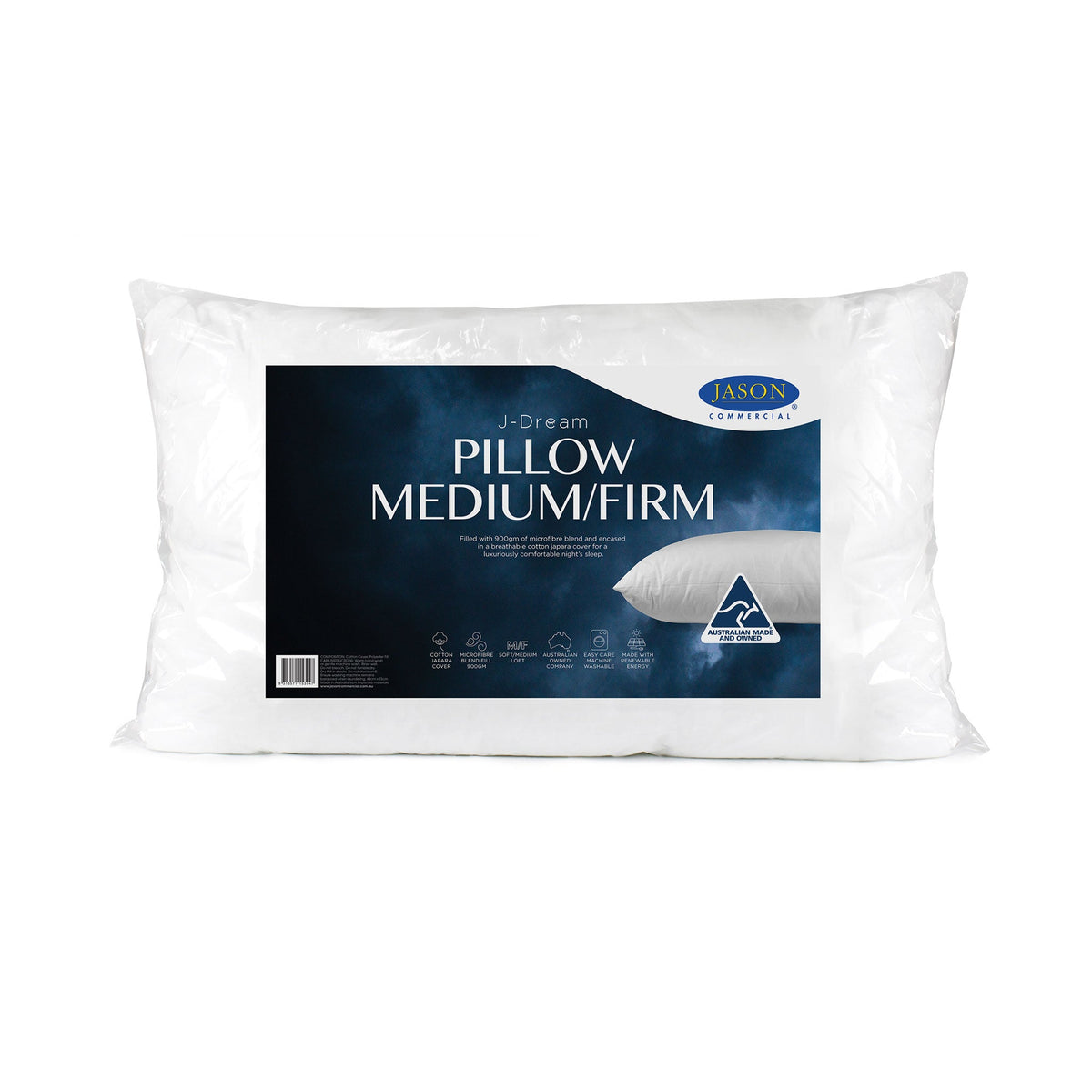J-Dream Microblend medium firm standard pillow in retail packaging
