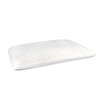 White BreezeAir latex pillow with a knitted cover shown in three-quarter view on a white background.