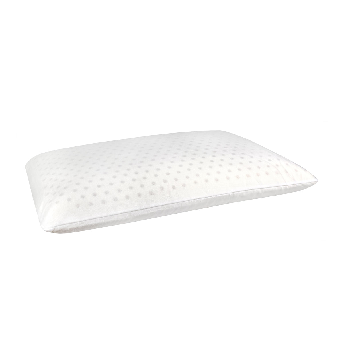 White BreezeAir latex pillow with a knitted cover shown in three-quarter view on a white background.
