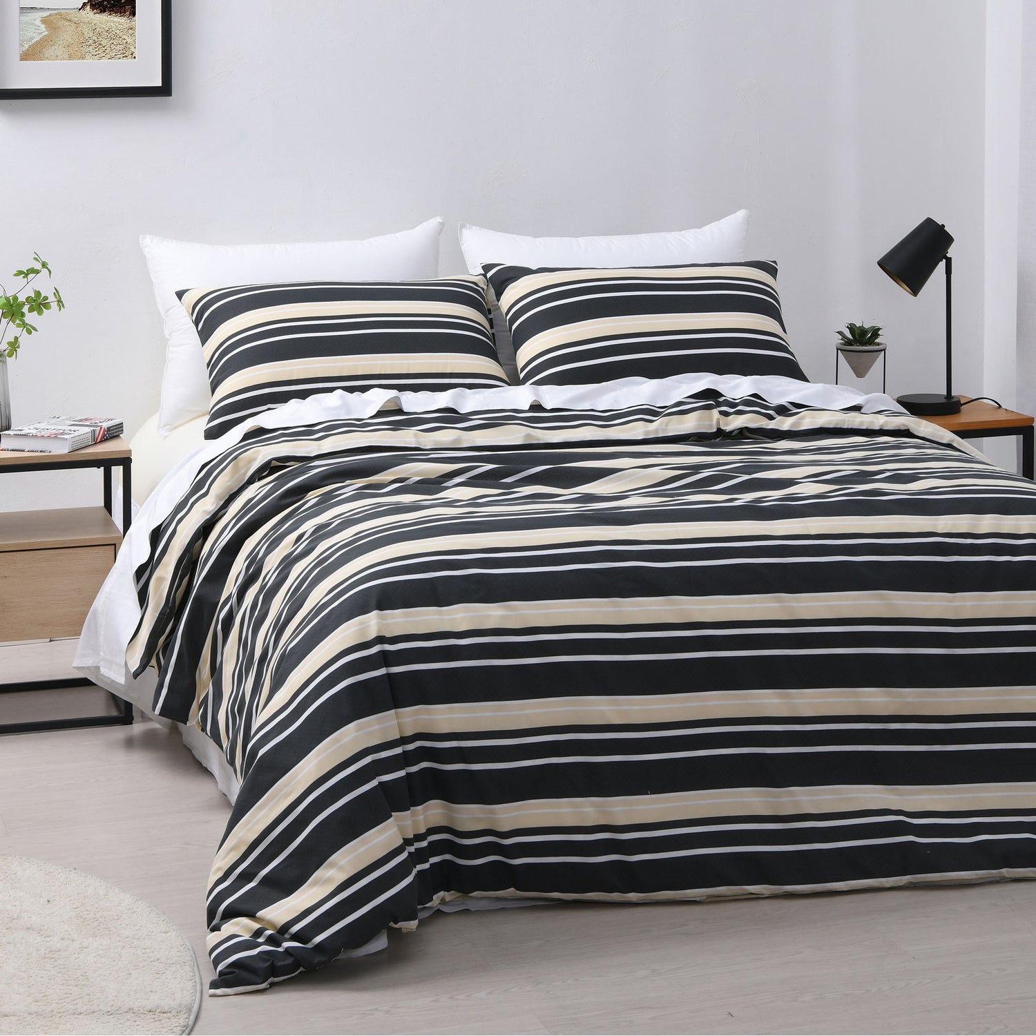 Brighton Charcoal Printed Quilt Cover Set