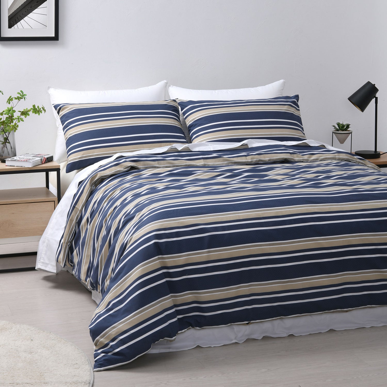 Brighton Midnight Blue Printed Quilt Cover Set
