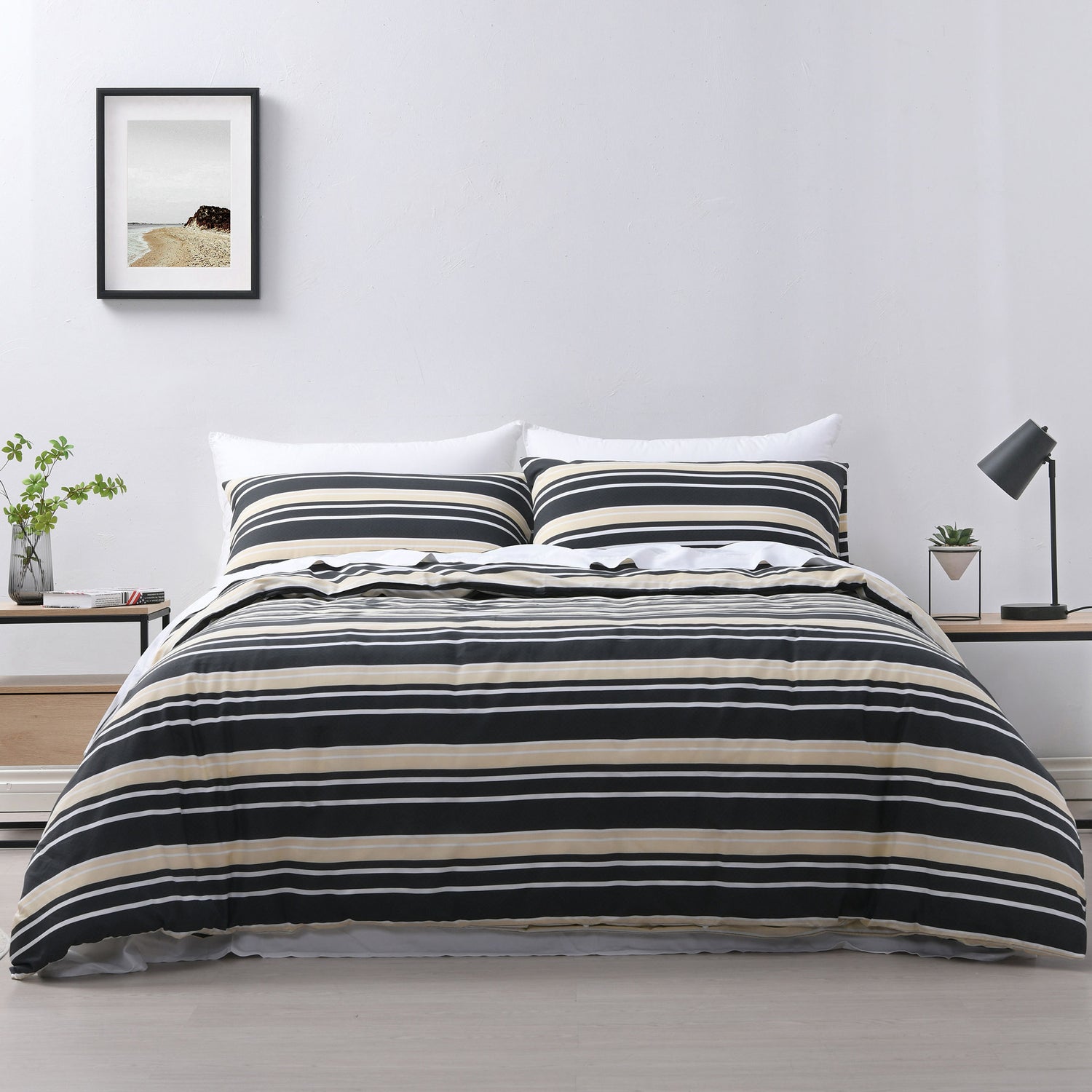 Brighton Charcoal Printed Quilt Cover Set