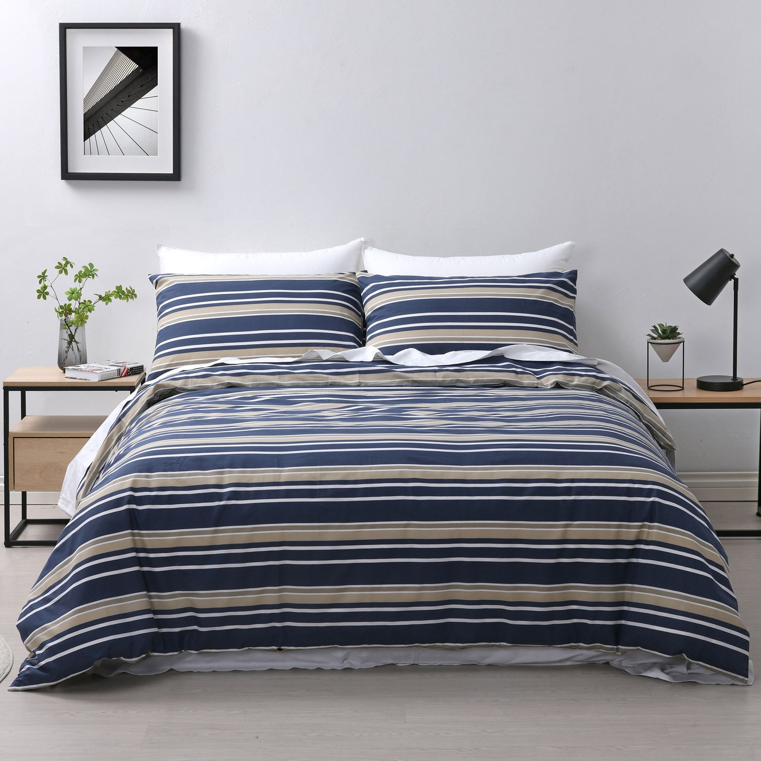 Brighton Midnight Blue Printed Quilt Cover Set