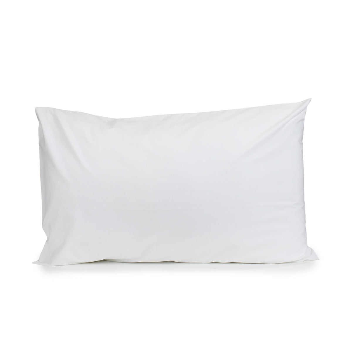 A white cotton Deluxe cotton percale pillowcase on a white background.
