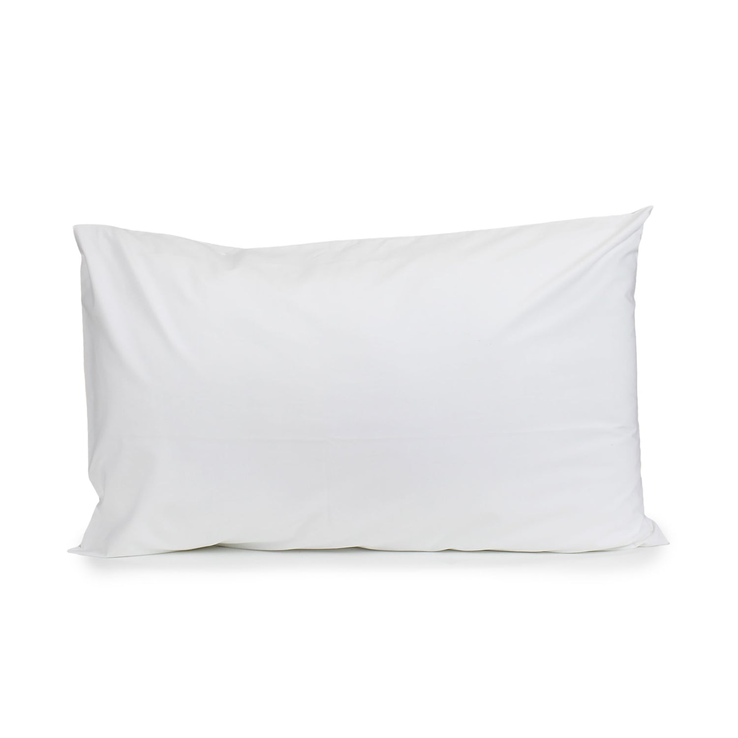 A white cotton Deluxe cotton percale pillowcase on a white background.