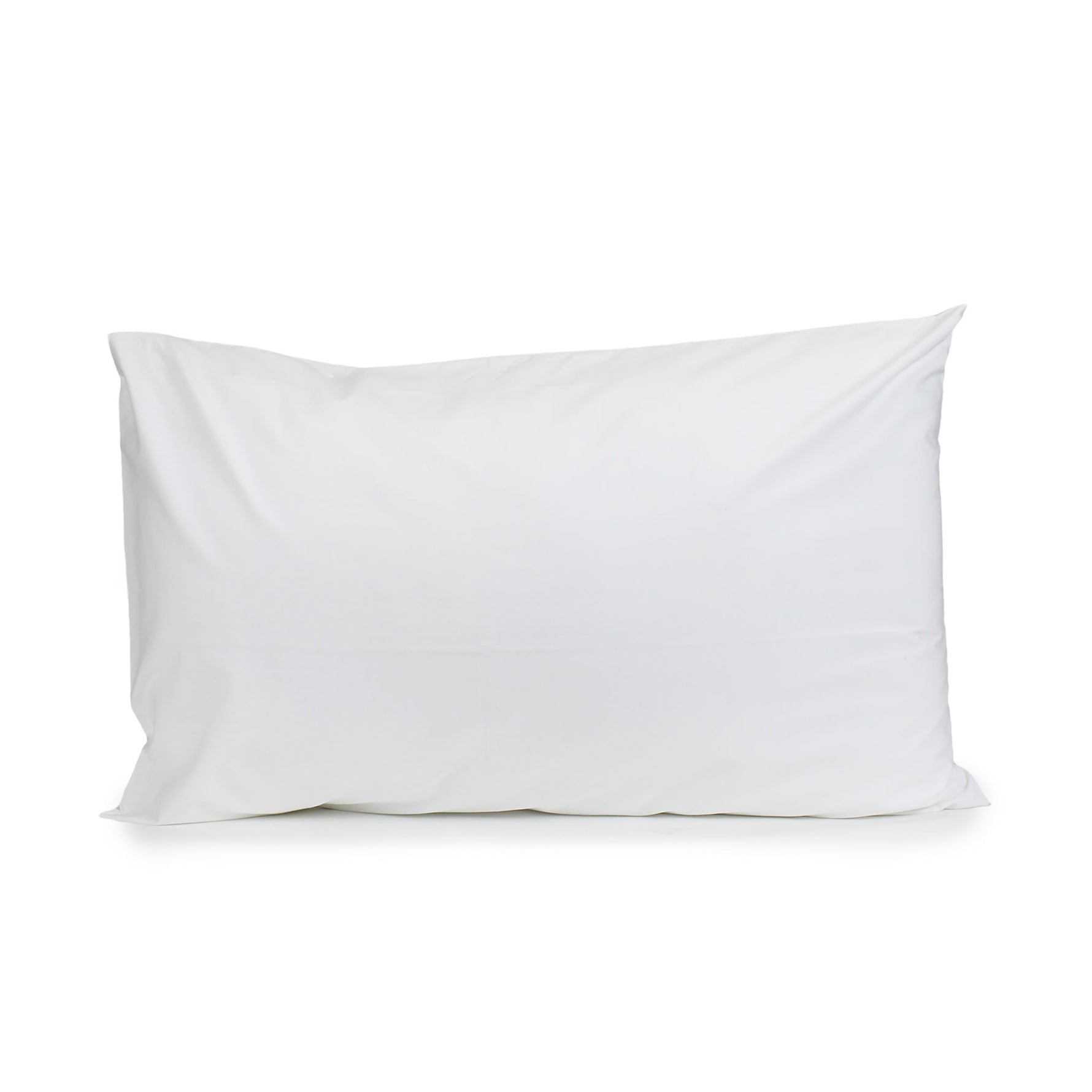 A white cotton Deluxe cotton percale pillowcase on a white background.