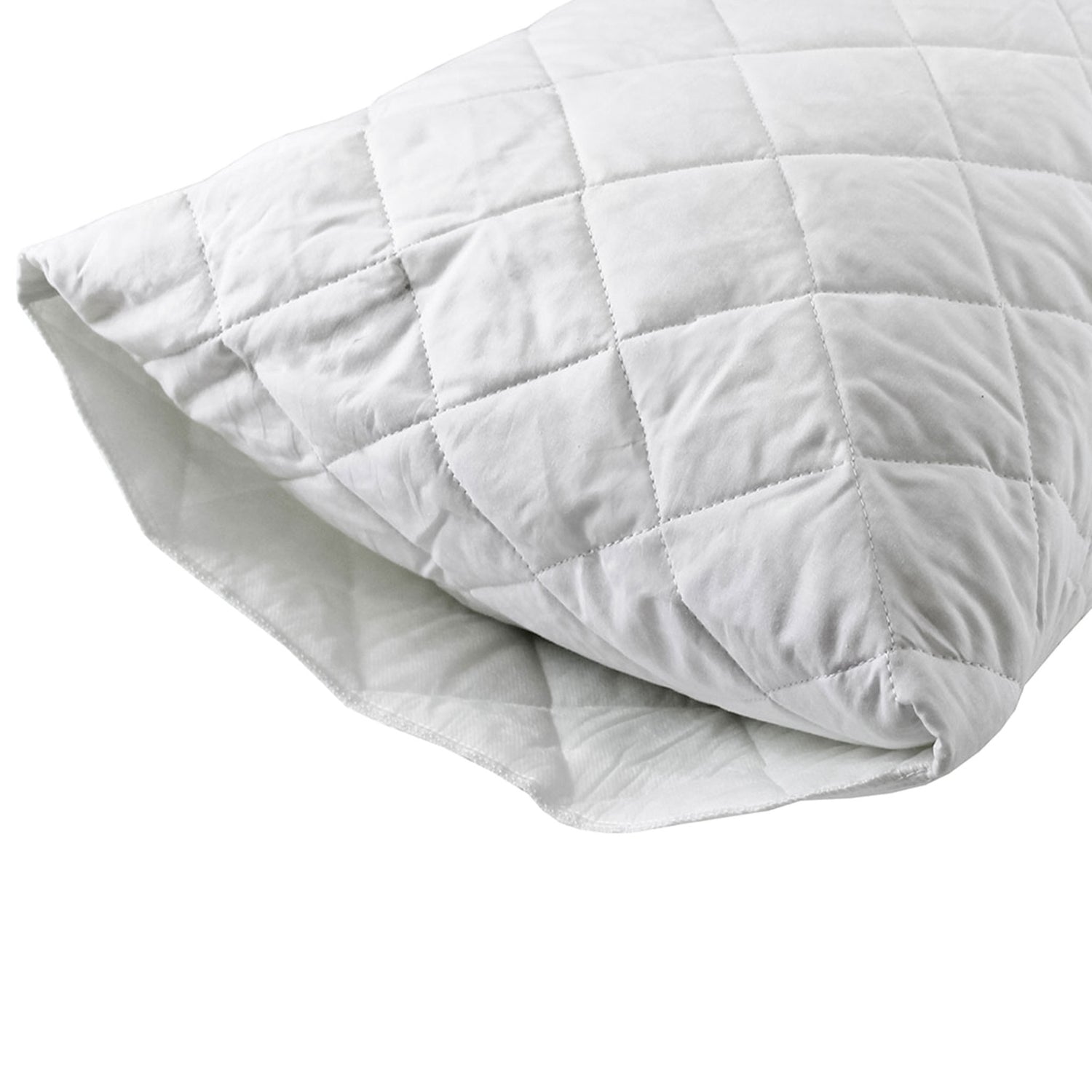 A white, Heavenly Dreams quilted envelope pillow protector.