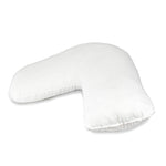 White antibacterial V-shaped hygiene plus pillow with a cotton Japara cover shown in three-quarter view on a white background.