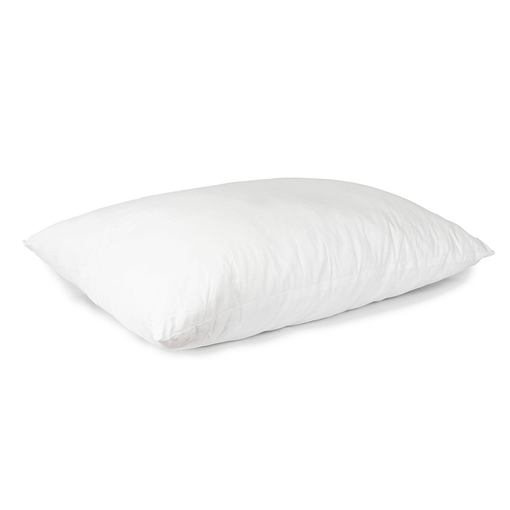White Superbond polypropylene stain-resistant pillow shown in three-quarter view on a white background.