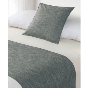 Linen Look Bed Runners & Cushions - Pewter