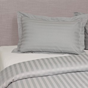 Satin Stripe Quilt Cover Sets - Silver